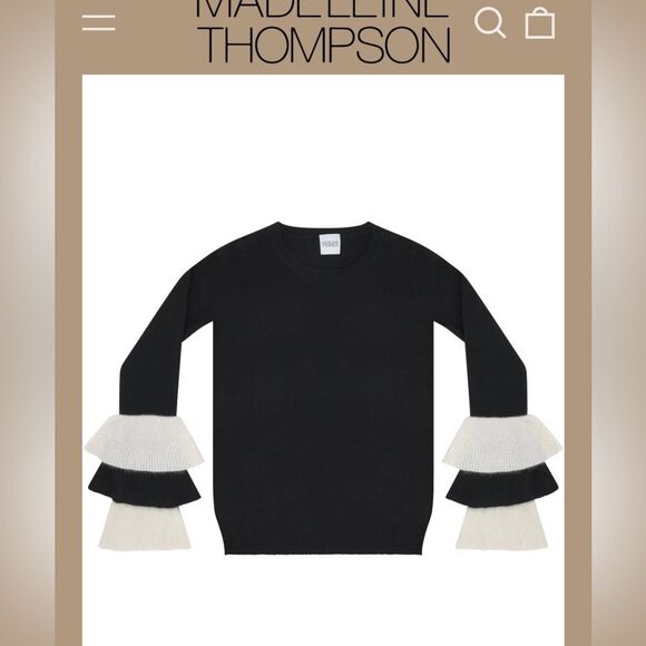 MADELEINE THOMPSON BLACK JUPITER CASHMERE SWEATER NWT M 572.00 ON SITE - Picture 1 of 5
